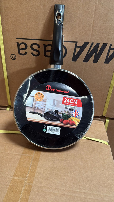 24cm Marble Nonstick Frying Pan with Lid – Induction Compatible, Suitable for All Hobs
